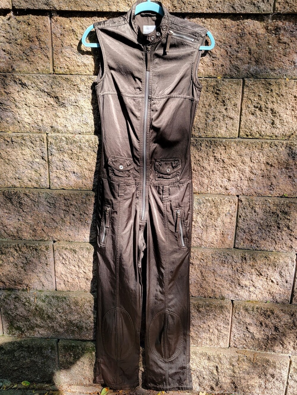 J. lindberg Stockholm womens Sleeveless Satin Faced Motorcycle Inspired Jumpsuit